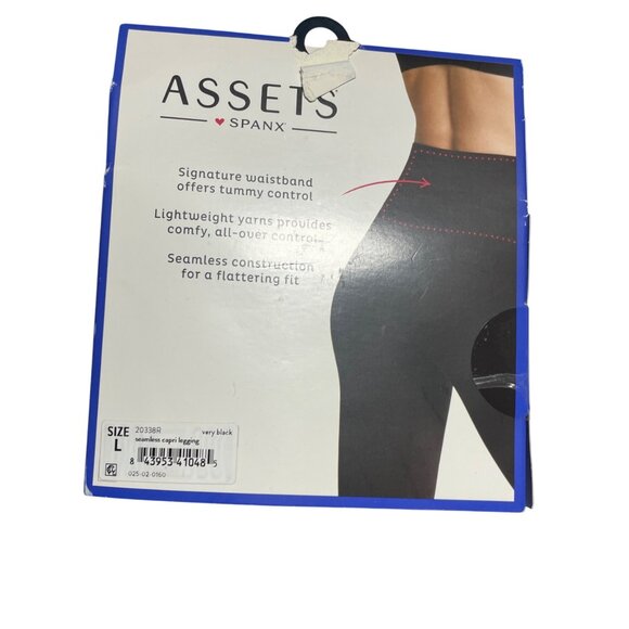 Assets By Spanx Cropped Seamless Shaping Leggings Large Black - Picture 3 of 4